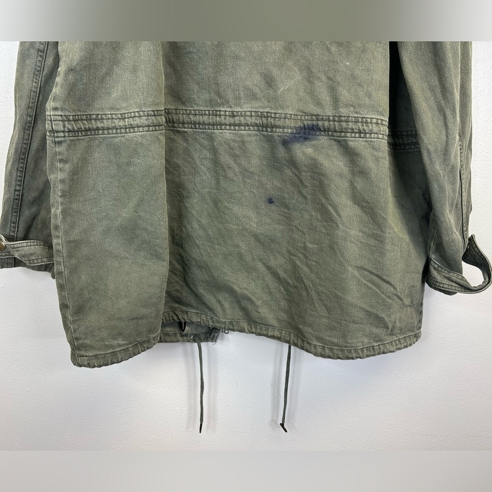 Green Utility Jacket Mens XL Pockets Full Zip Outdoor Barn Farm Military Style - Picture 12 of 15